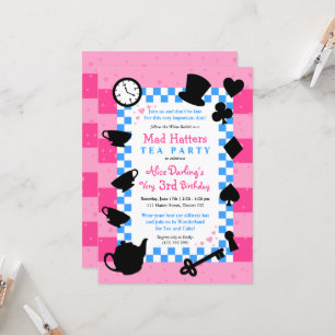 Alice i Wonderland Mad Hatter Birthday-inbjudan Inbjudningar