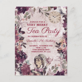 Alice i Wonderland Mad Hatter Birthday Tea Party Inbjudan Vykort