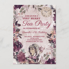Alice i Wonderland Mad Hatter Birthday Tea Party Inbjudningar