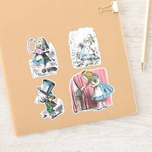 Alice i Wonderland Mad Hatter Rosa Flamingo Klistermärken