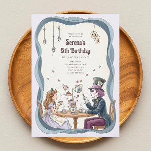 Alice i Wonderland Mad Hatter Tea Birthday Inbjudningar