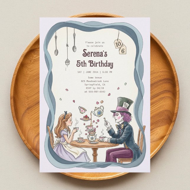 Alice i Wonderland Mad Hatter Tea Birthday Inbjudningar (Skapare uppladdad)