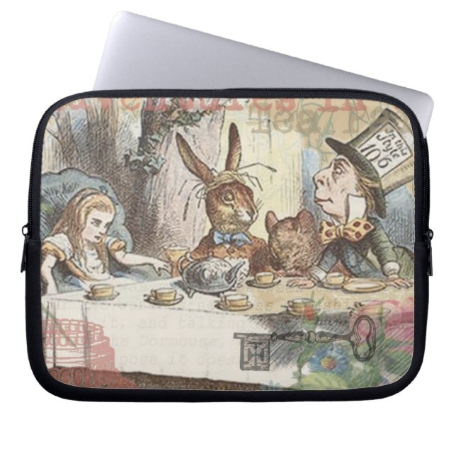 Alice i Wonderland Mad Tea Party Art Laptop Sleeve (Framsidan)