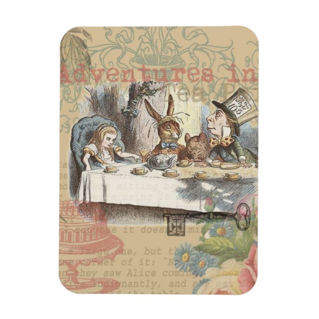 Alice i Wonderland Mad Tea Party Art Magnet (Vertikal)