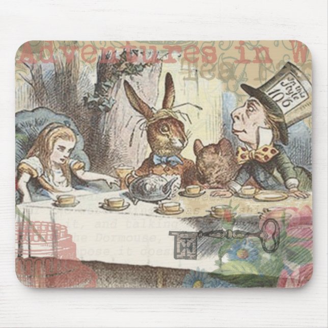 Alice i Wonderland Mad Tea Party Art Musmatta (Framsidan)