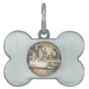 Alice i Wonderland Mad Tea Party Art Namnbricka Husdjur