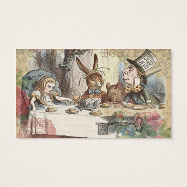 Alice i Wonderland Mad Tea Party Art Visitkort (Baksidan)