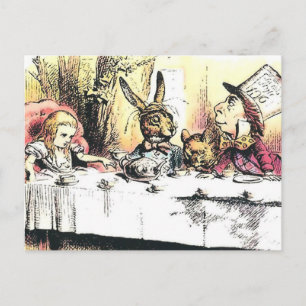 Alice i Wonderland Mad Tea Party vykort