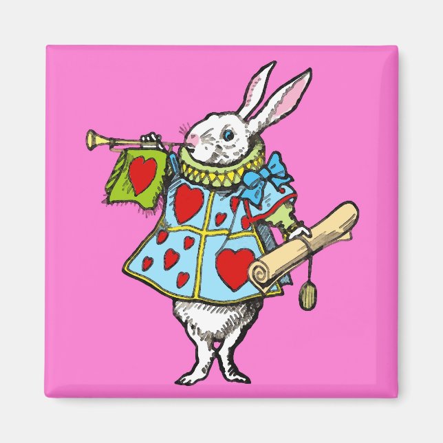 Alice i Wonderland Magnet Rabbit Hearts Red (Framsidan)
