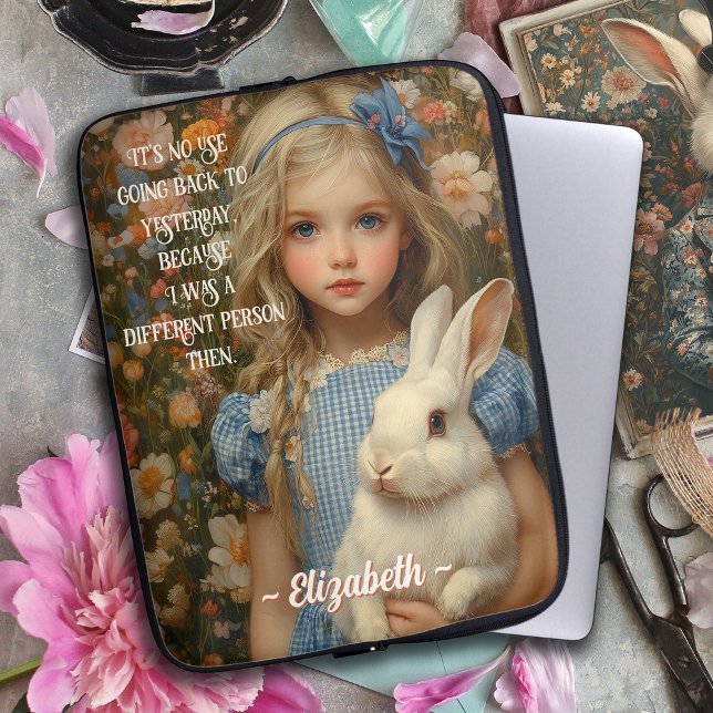 Alice i Wonderland med en vit kanin Laptop Fodral (Skapare uppladdad)