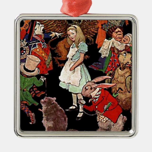 Alice i Wonderland med Friends Illustration Julgransprydnad Metall (Framsidan)