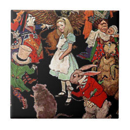Alice i Wonderland med Friends Illustration Kakelplatta