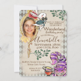 Alice i Wonderland med Photo Temaparty Inbjudningar