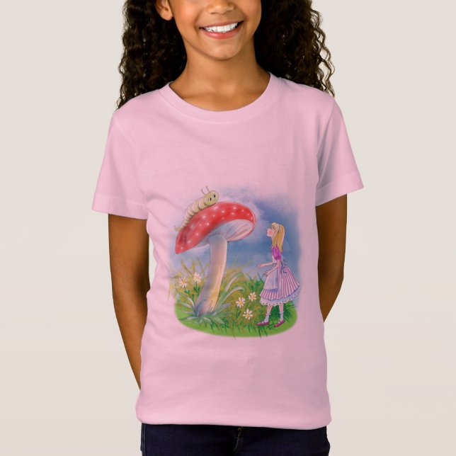 Alice i Wonderland med svamp- och vattenpelare T Shirt (Framsida)
