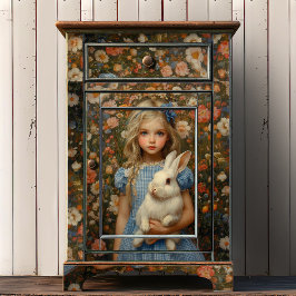 Alice i Wonderland med vit kanin