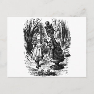 Alice i Wonderland Meets Red Queen Chess Biet Vykort