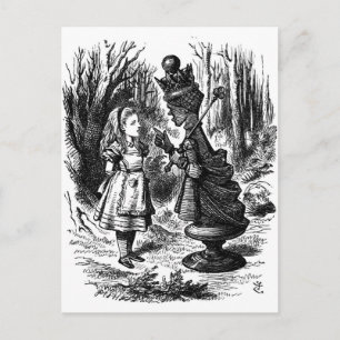 Alice i Wonderland Meets Red Queen Chess Biet Vykort