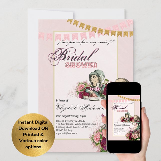 Alice i Wonderland Möhippa Tea Party Inbjudan (Skapare uppladdad)