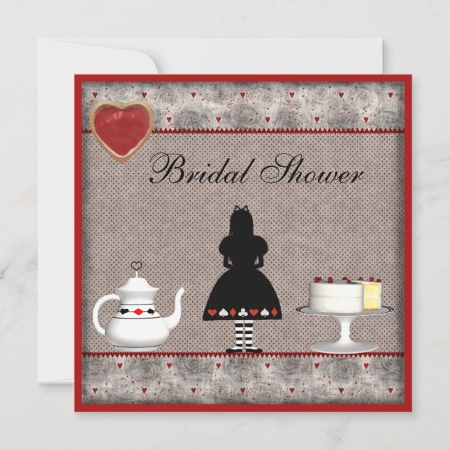 Alice i Wonderland Möhippa Tea Party Inbjudan (Framsida)