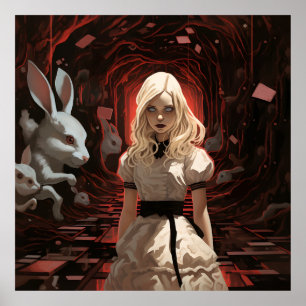 Alice i Wonderland Mörk Surrealistiska Poster
