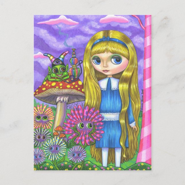 Alice i Wonderland och Caterpelare Postcard Vykort (Framsida)