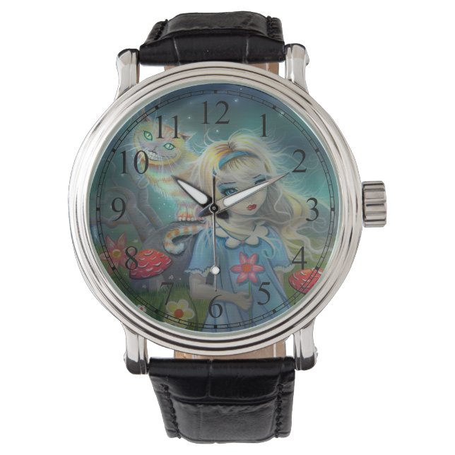 Alice i Wonderland och Cheshire Cat Art Armbandsur (Framsida)