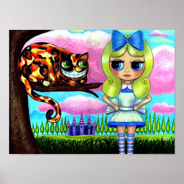 Alice i Wonderland och Cheshire Cat Cute Doll Poster (Framsidan)