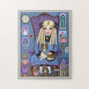 Alice i Wonderland och Dinah Cat Cute Fairy Tale Pussel