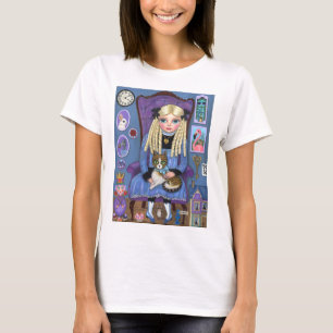 Alice i Wonderland och Dinah Cat Cute Fairy Tale T Shirt