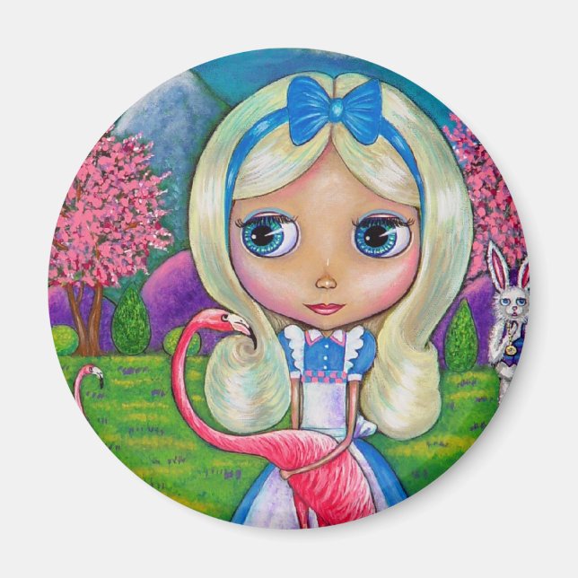 Alice i Wonderland och Flamingo Magnet (Framsidan)