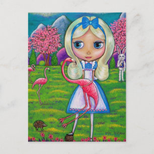 Alice i Wonderland och Flamingos vykort