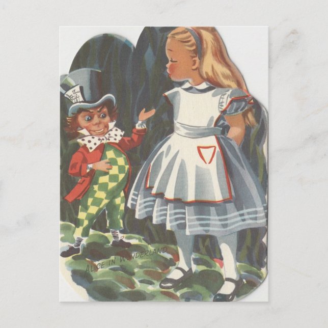 Alice i Wonderland och Mad Hatter Vykort (Framsida)