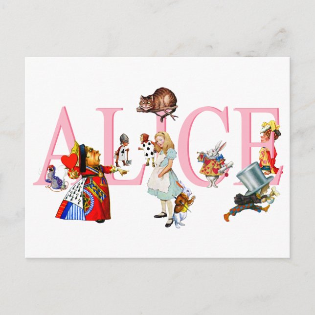 Alice i Wonderland och vänner Vykort (Framsida)
