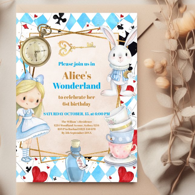 Alice i Wonderland One-derland 1st Birthday Inbjudningar (Skapare uppladdad)
