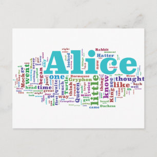 Alice i Wonderland Ord Cloud Vykort