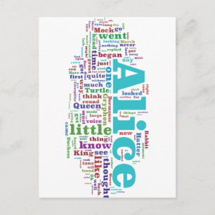 Alice i Wonderland Ord Cloud Vykort