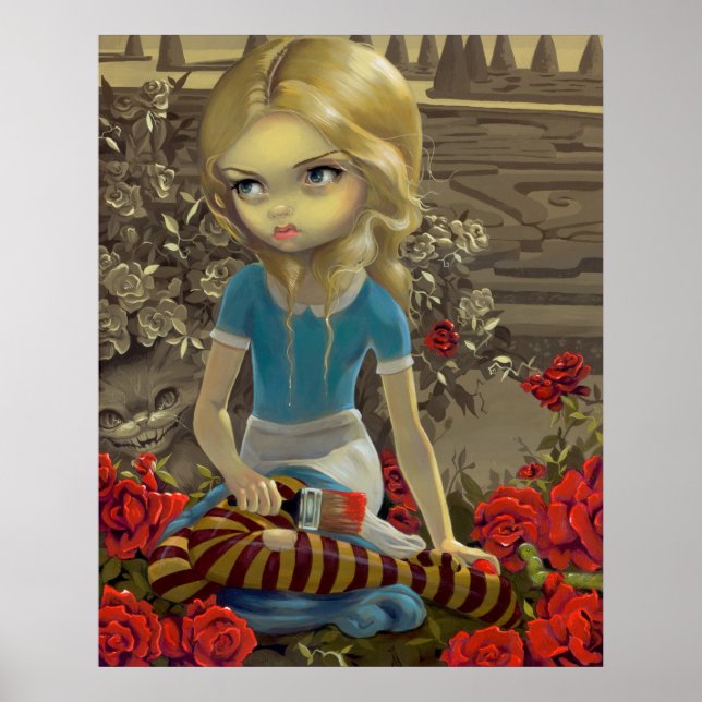 Alice i Wonderland Painting Ro Red PRINT Poster (Framsidan)