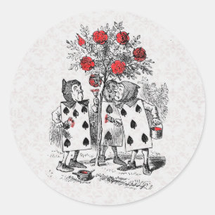 Alice i Wonderland Painting Ro Red Sticker Runt Klistermärke