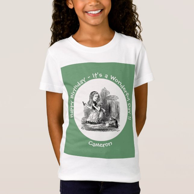 Alice i Wonderland Party - Alice och Kitten T Shirt (Framsida)