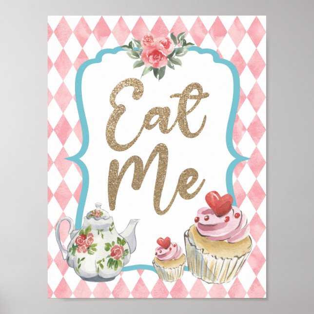 Alice i Wonderland Party Eat Me Buffet Sign Decor Poster (Framsidan)