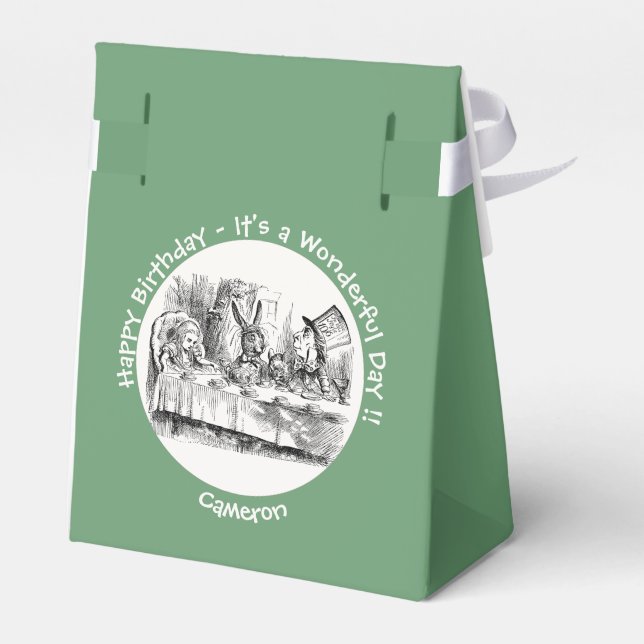 Alice i Wonderland Party - Mad Hatters Tea Party Presentaskar (Baksidan Sidan)