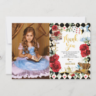 Alice i Wonderland Party Photo - tackkort Inbjudningar