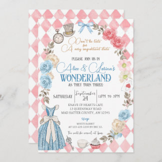 Alice i Wonderland Party, Twillingar 3:e födelseda Inbjudningar
