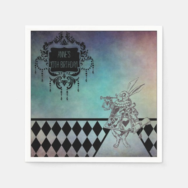 Alice i Wonderland Party White Rabbit Pappersservett (Framsidan)