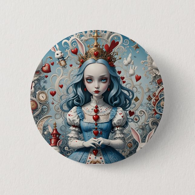 Alice i Wonderland Pin Badge Knapp (Framsida)