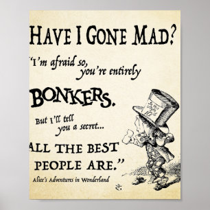 Alice i Wonderland Quote Poster