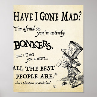 Alice i Wonderland Quote Poster