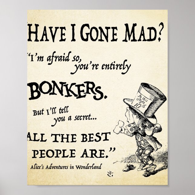 Alice i Wonderland Quote Poster (Framsidan)