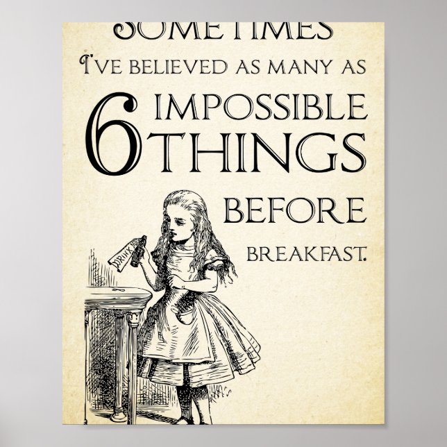 Alice i Wonderland Quote - sex omöjliga Sak Poster (Framsidan)
