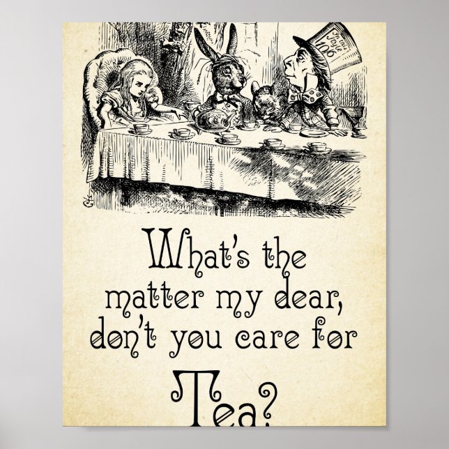 Alice i Wonderland Quote - Tea - Mad Hatter Quote Poster (Framsidan)